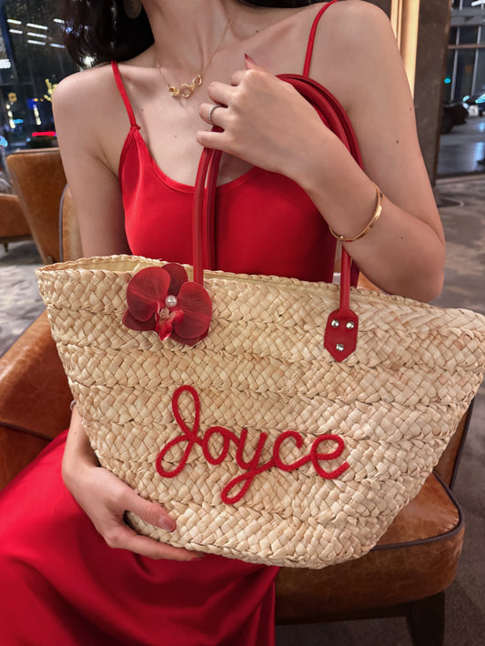 Sicilian Charm Personalized Straw Tote Bag