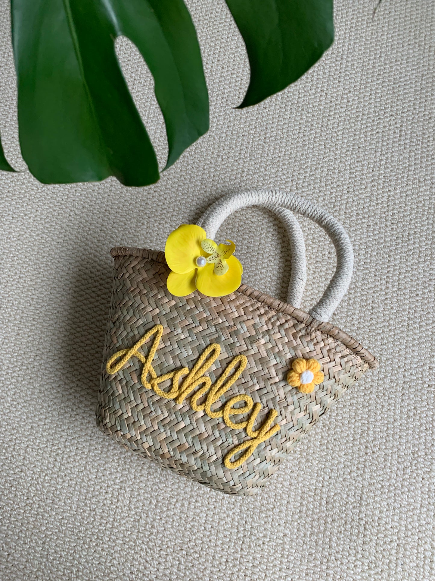 Olasita Signature Personalized Straw Tote Bag (Handle)