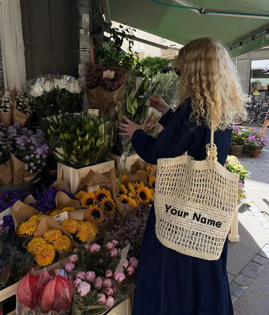 The Airelle Personalized Straw Tote Bag