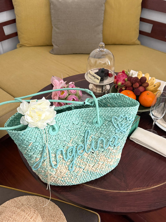 Ombre Personalized Straw Tote Bag