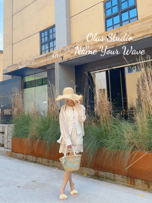 Olasita Signature Personalized Straw Tote Bag (Handle)