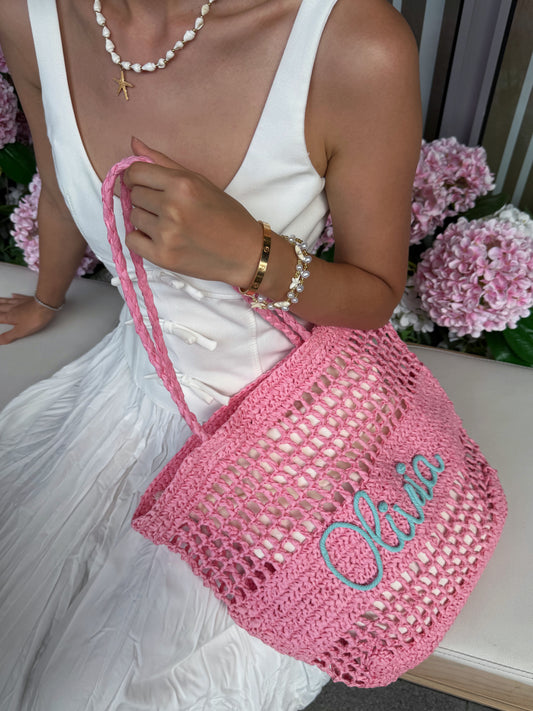 The Airelle Personalized Straw Tote Bag