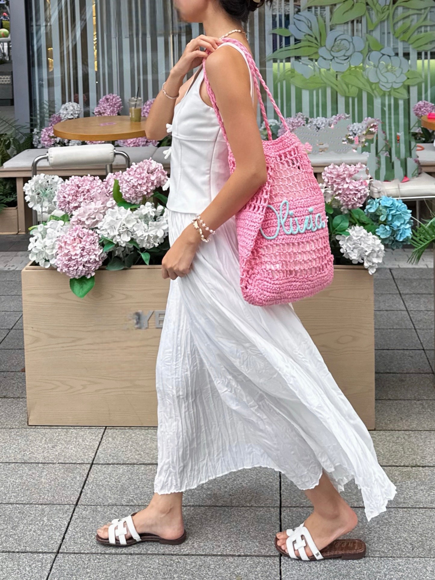 The Airelle Personalized Straw Tote Bag