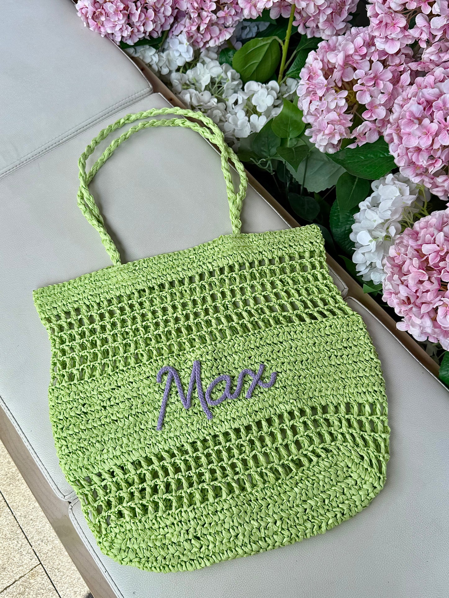The Airelle Personalized Straw Tote Bag