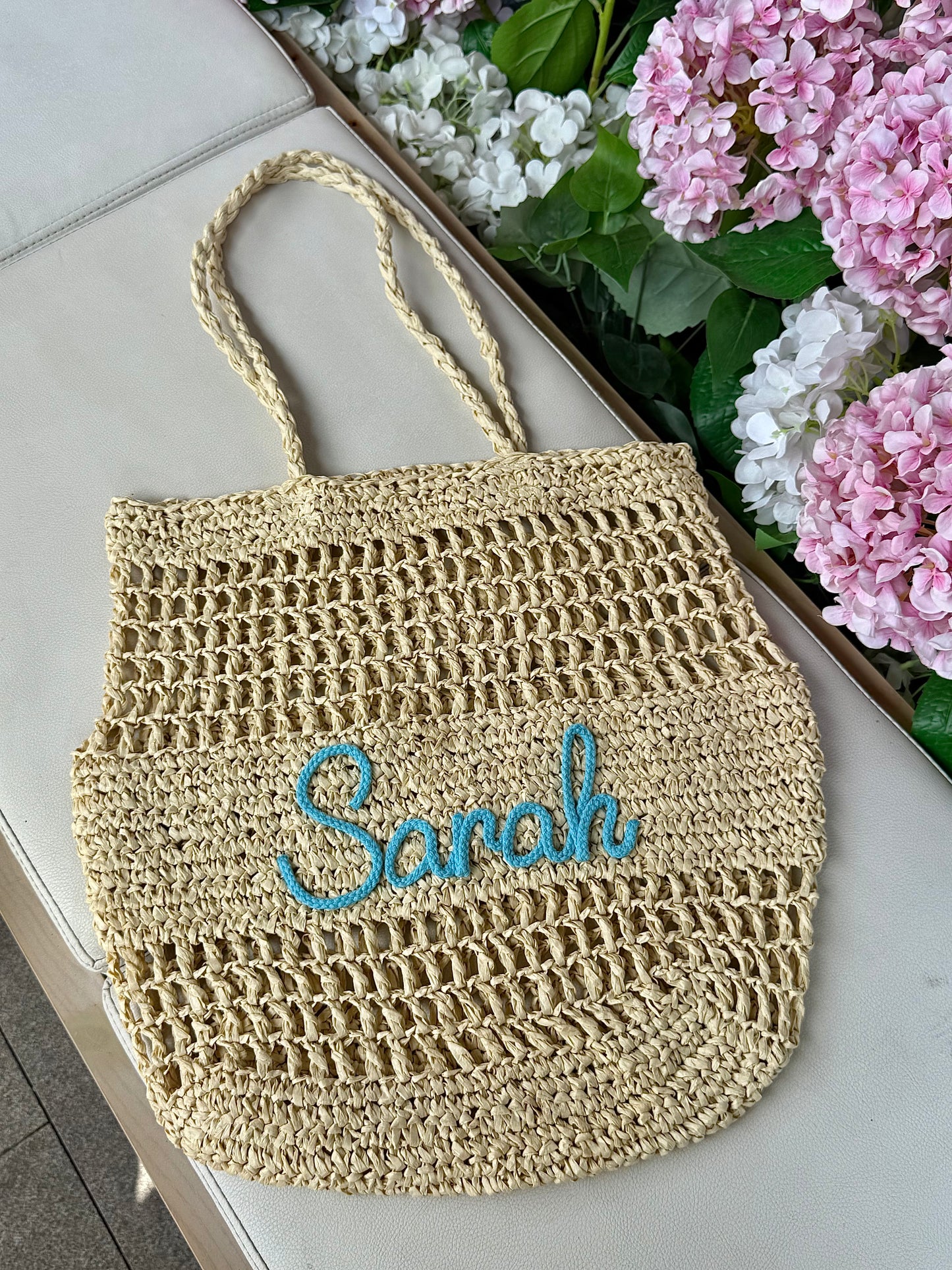 The Airelle Personalized Straw Tote Bag