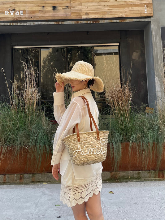 Olasita Signature Personalized Straw Tote Bag (Shoulder Strap)