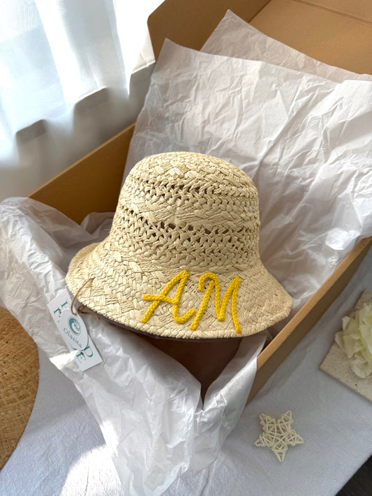 Flappy Brim Personalized Straw Bucket Hat