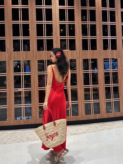 Sicilian Charm Personalized Straw Tote Bag