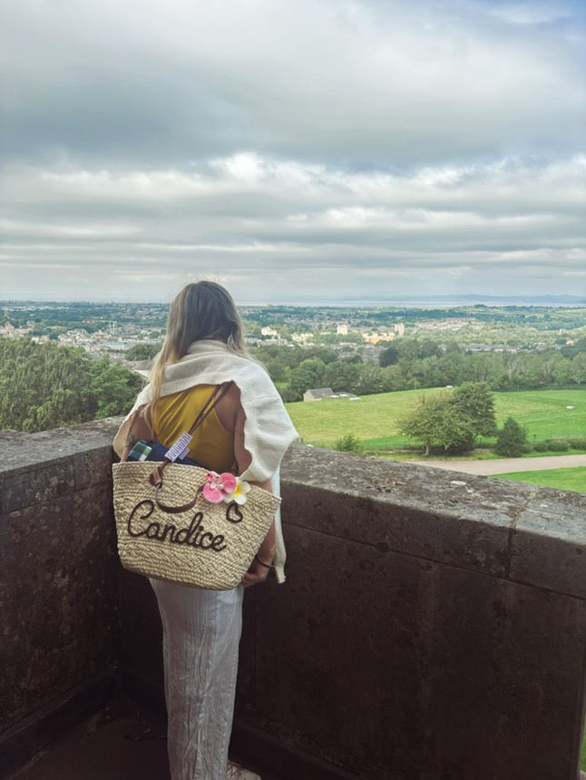 Caramel Personalized Straw Tote Bag