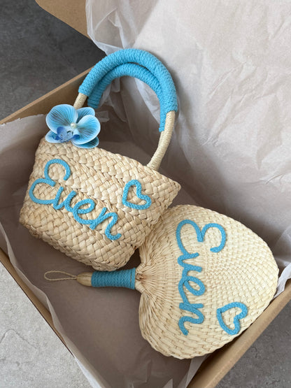 Mini Personalized Straw Tote Bag