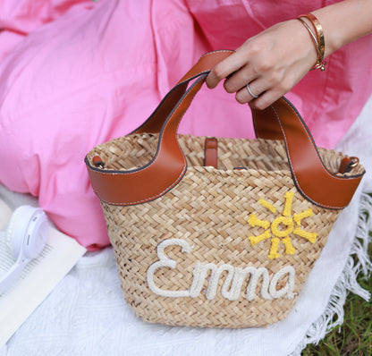 The Petite Garden Straw Tote Bag