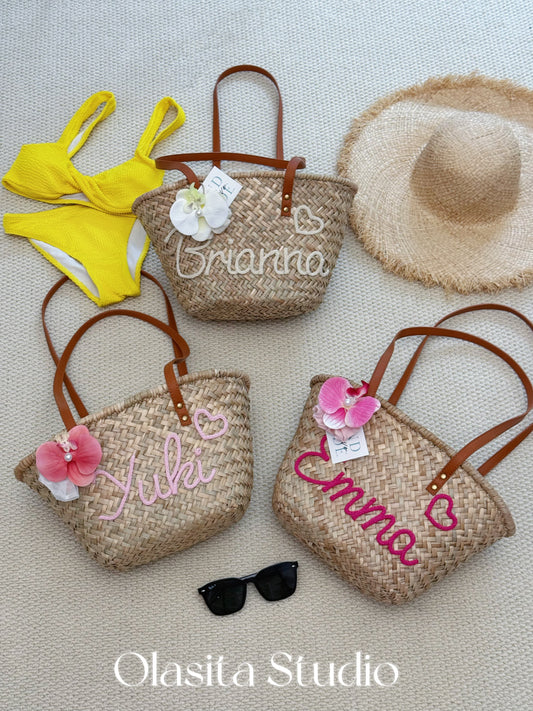 Olasita Signature Personalized Straw Tote Bag (Shoulder Strap)