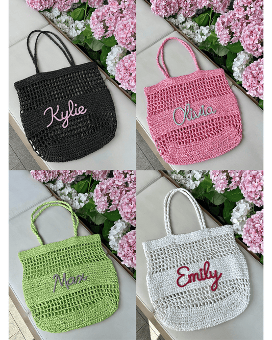 The Airelle Personalized Straw Tote Bag