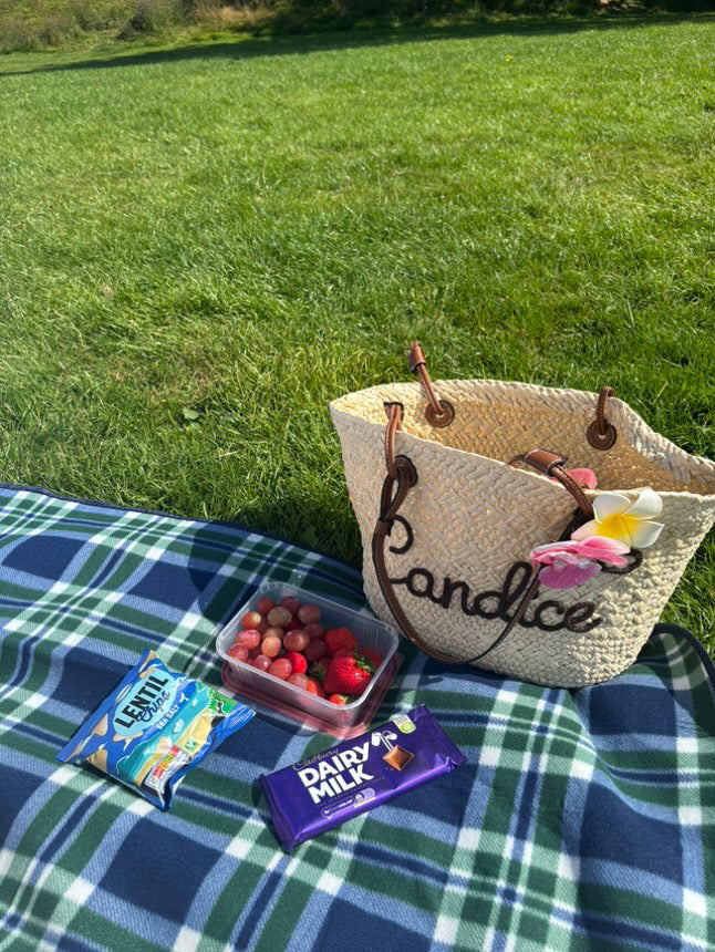 Caramel Personalized Straw Tote Bag