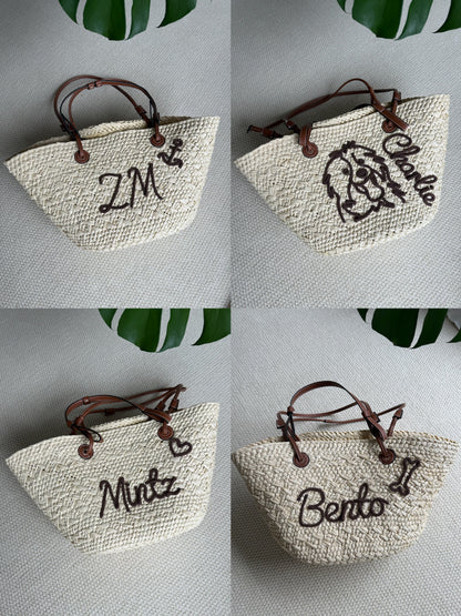 Caramel Personalized Straw Tote Bag