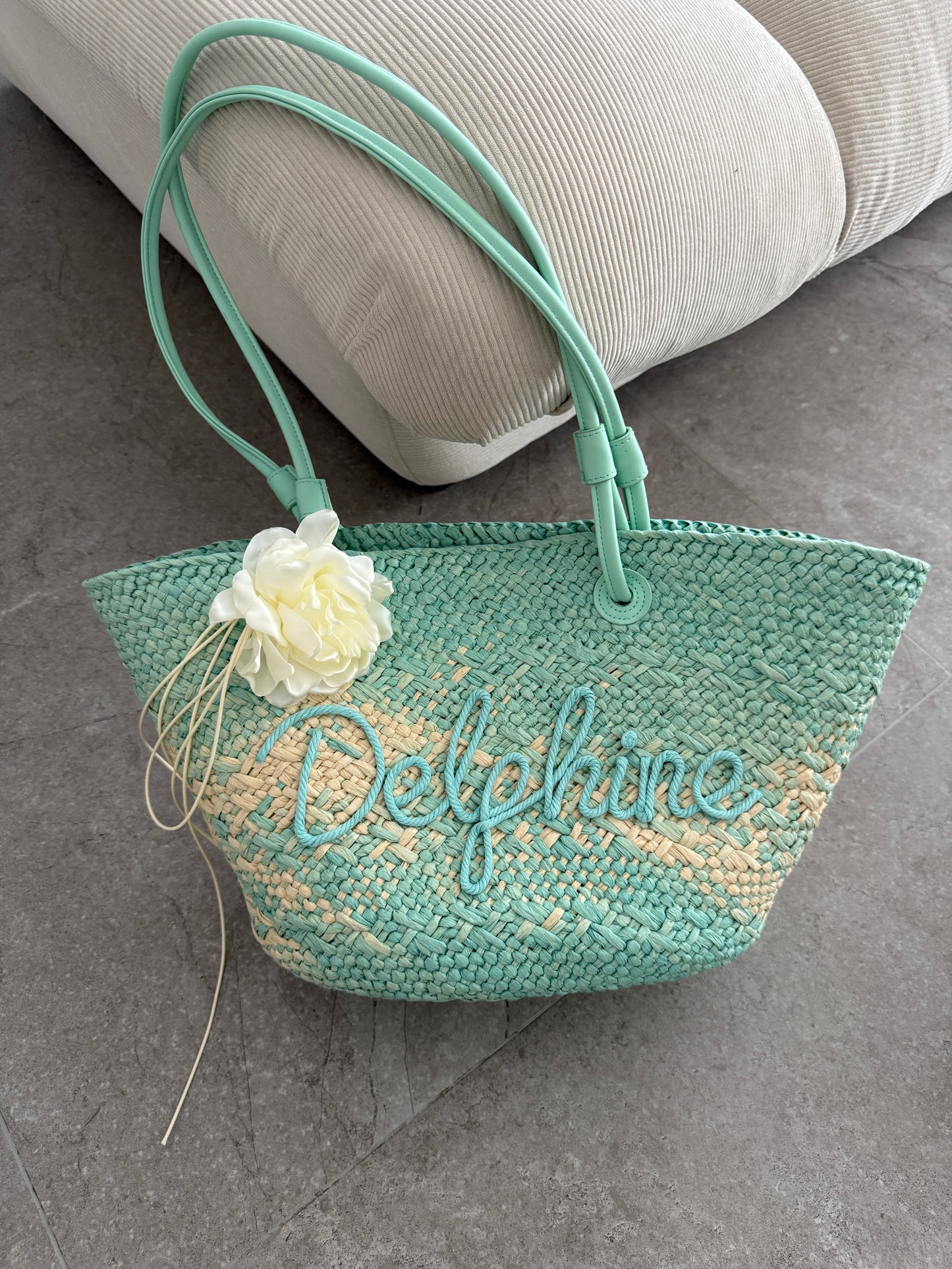Ombre Personalized Straw Tote Bag