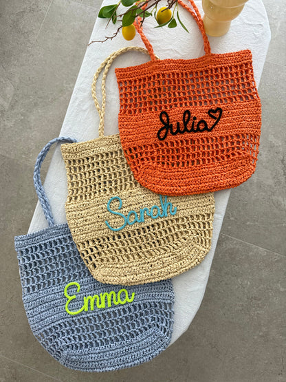 The Airelle Personalized Straw Tote Bag