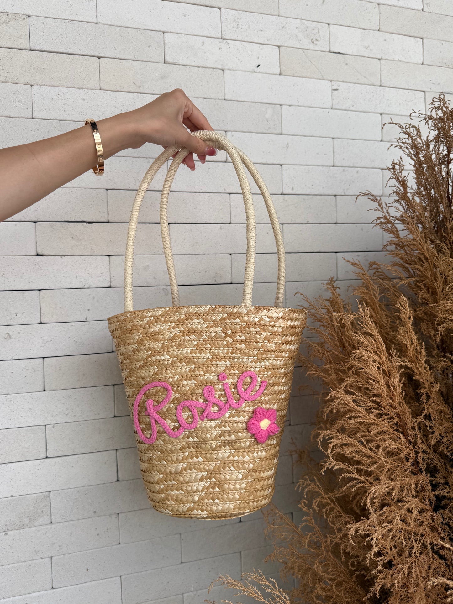 Summer Barrel Personalized Straw Bag With Handle