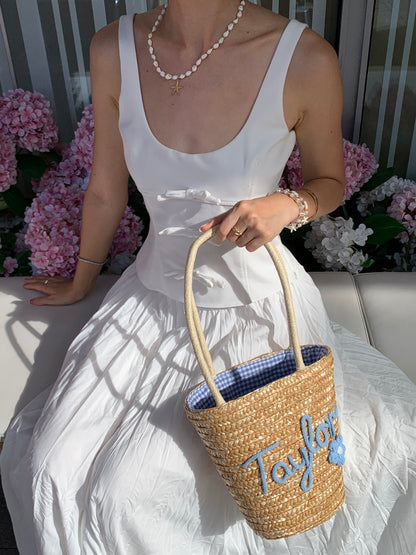 Summer Barrel Personalized Straw Bag With Handle