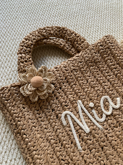 Poppy Personalized Handmade Crochet Straw Bag