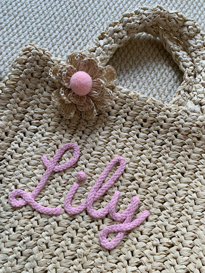 Poppy Personalized Handmade Crochet Straw Bag