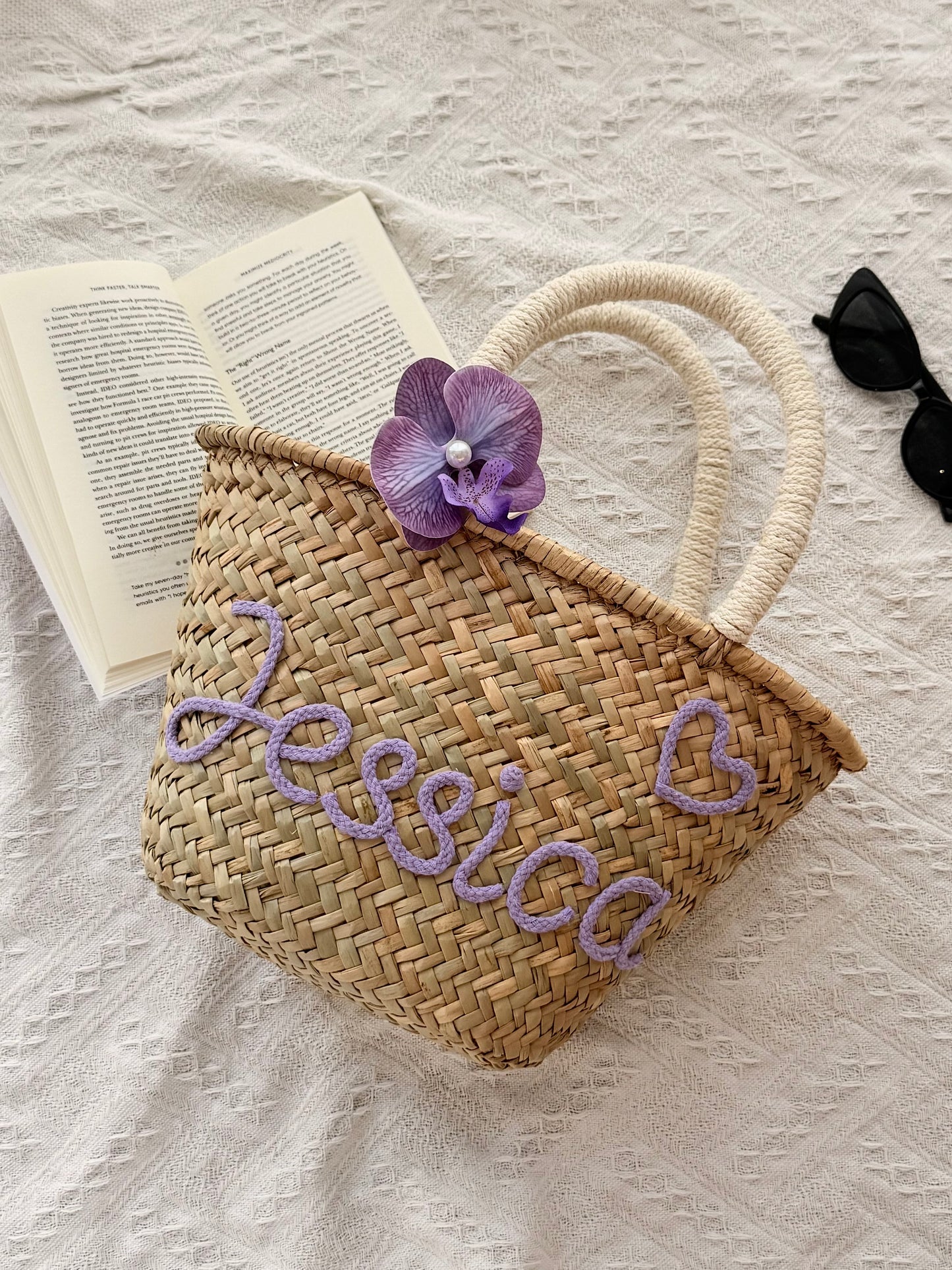 Olasita Signature Personalized Straw Tote Bag (Handle)