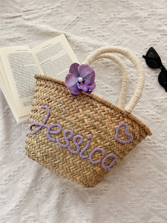 Olasita Signature Personalized Straw Tote Bag (Handle)