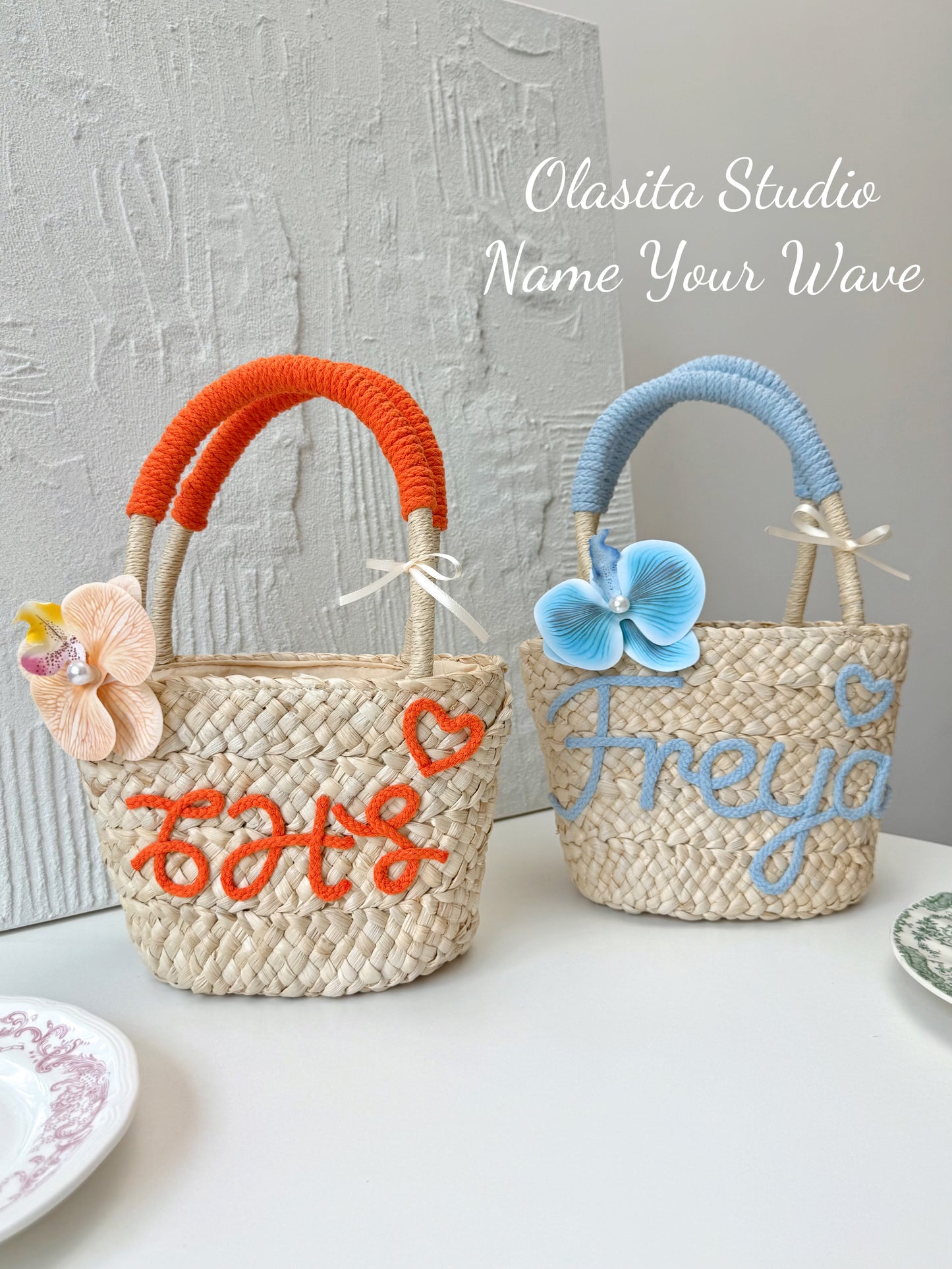 Mini Personalized Straw Tote Bag