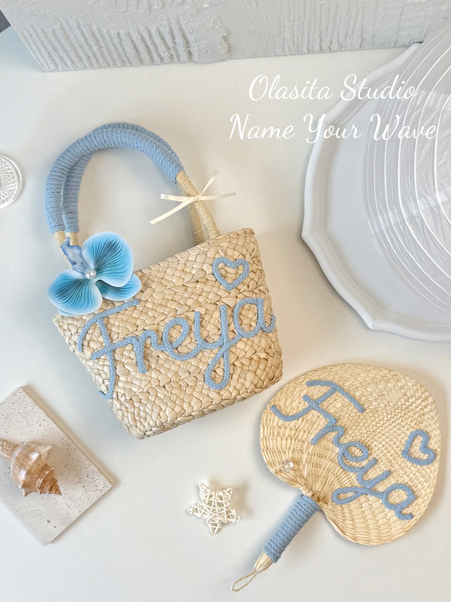 Mini Personalized Straw Tote Bag