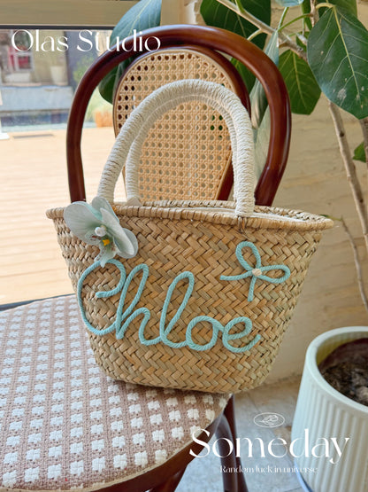 Olasita Signature Personalized Straw Tote Bag (Handle)