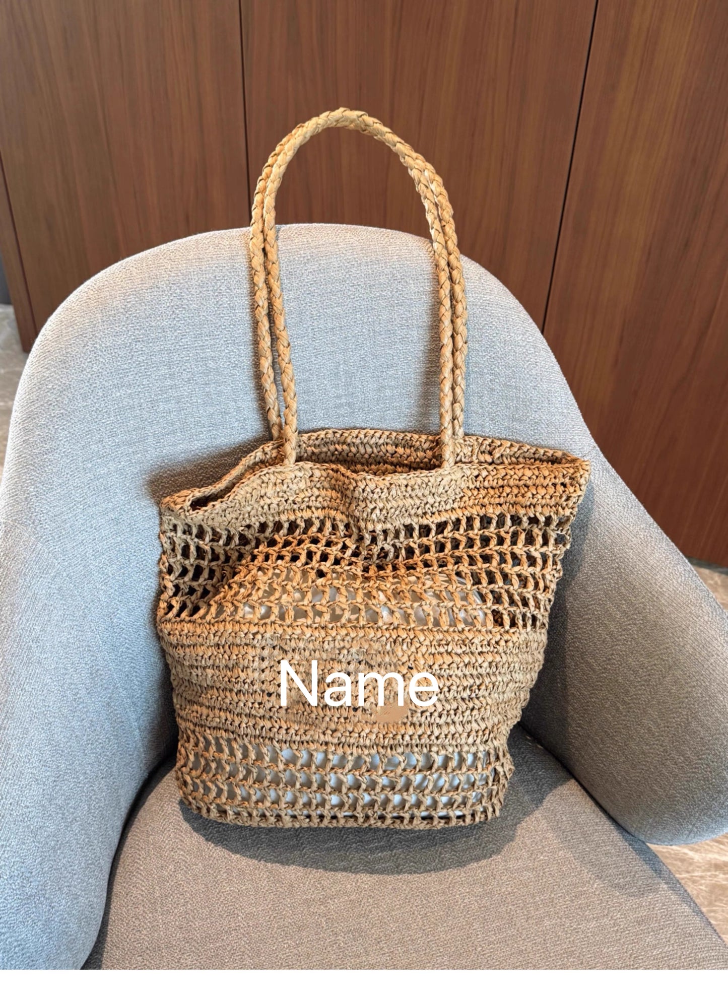 The Airelle Personalized Straw Tote Bag-Brown