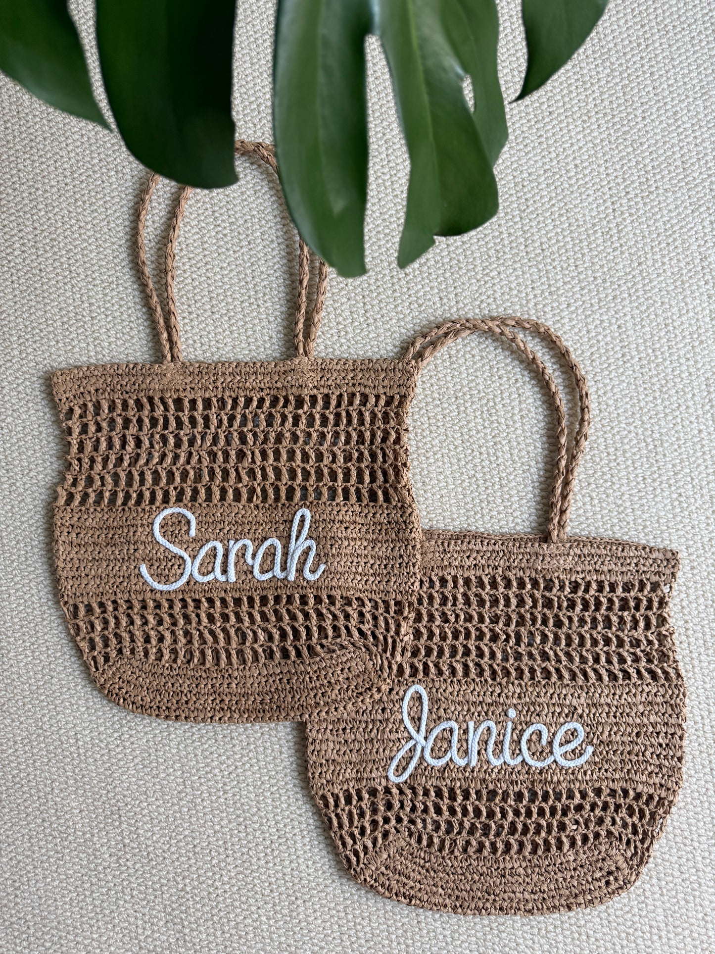 The Airelle Personalized Straw Tote Bag-Brown
