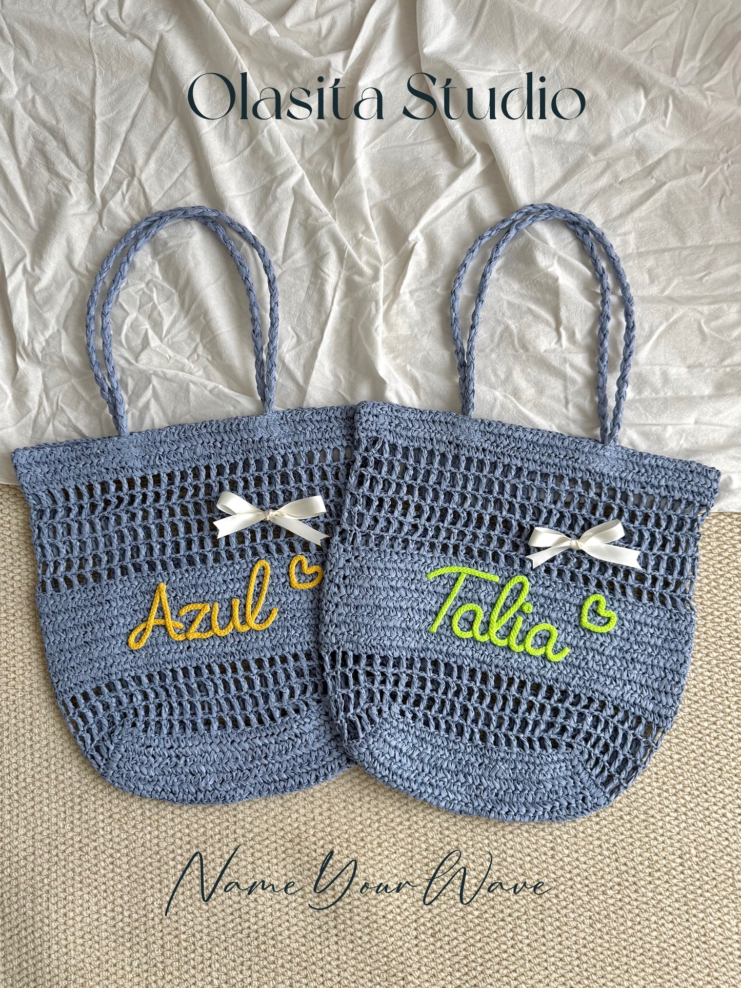 The Airelle Personalized Straw Tote Bag