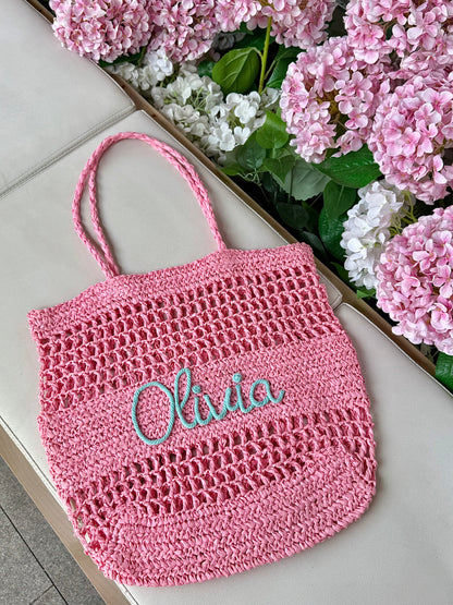 The Airelle Personalized Straw Tote Bag