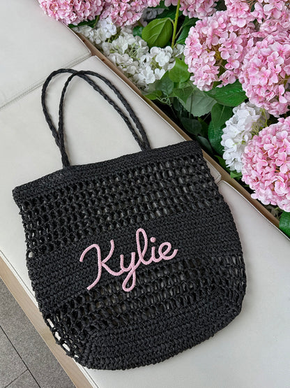 The Airelle Personalized Straw Tote Bag