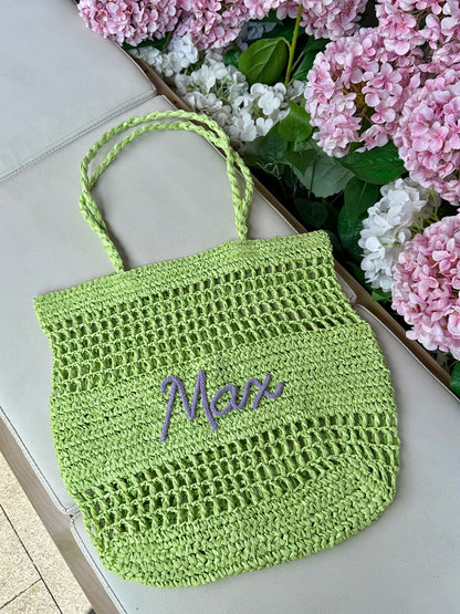 The Airelle Personalized Straw Tote Bag