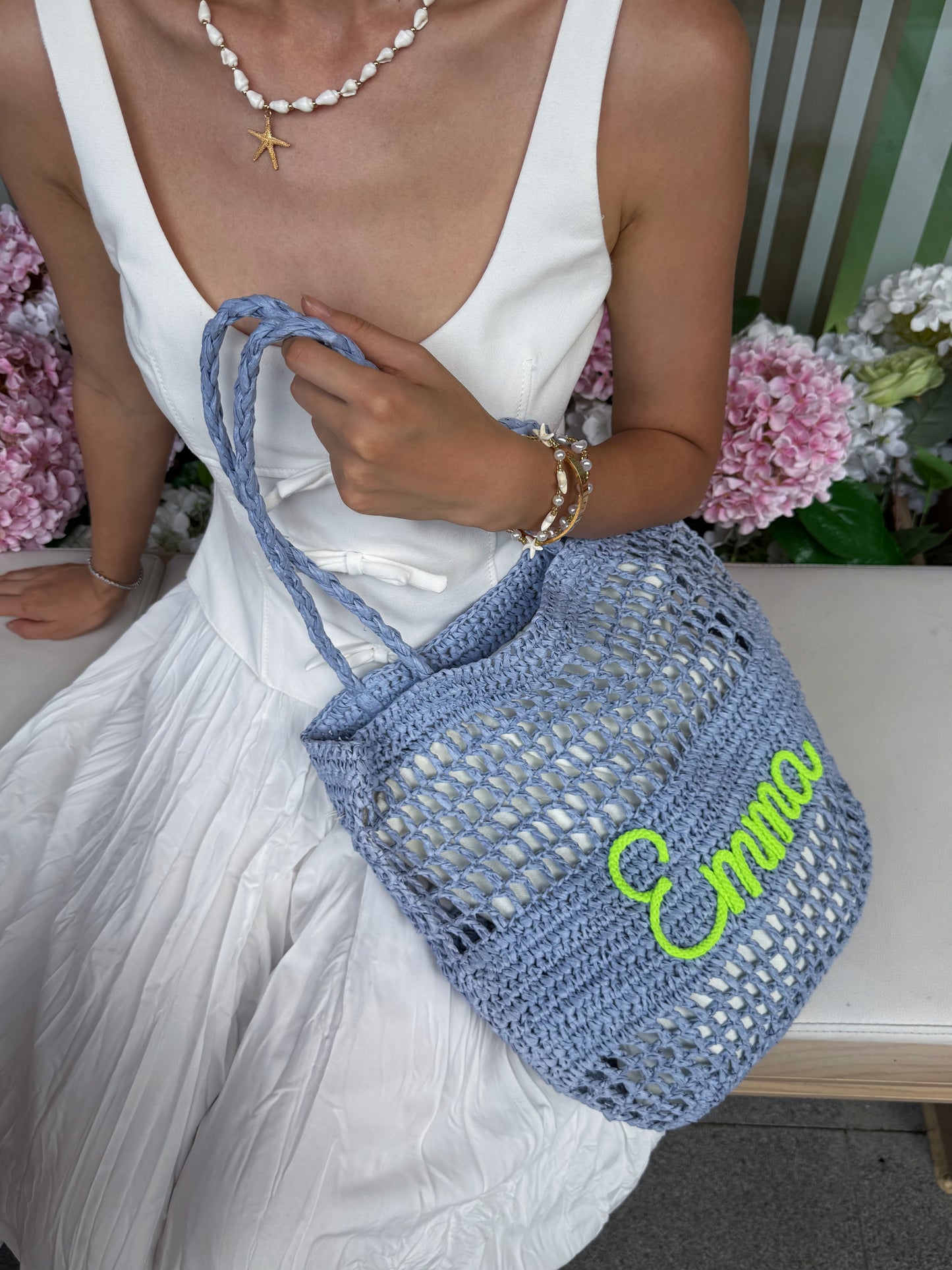 The Airelle Personalized Straw Tote Bag