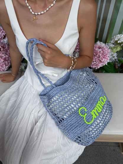 The Airelle Personalized Straw Tote Bag