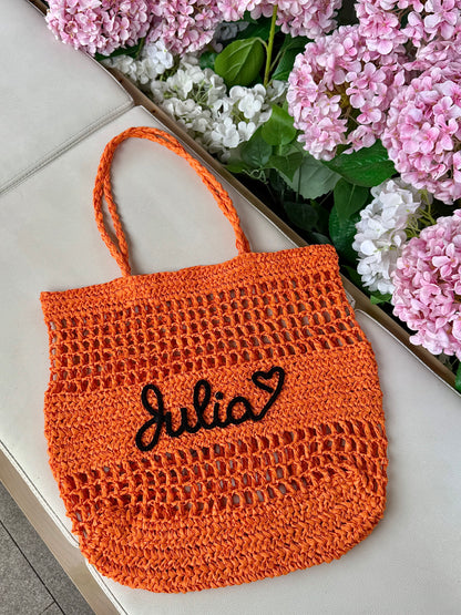 The Airelle Personalized Straw Tote Bag