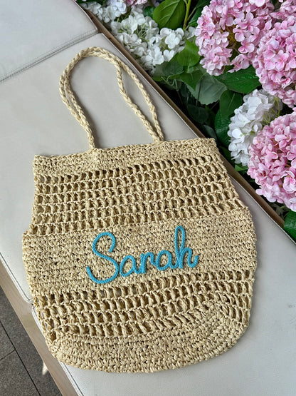 The Airelle Personalized Straw Tote Bag