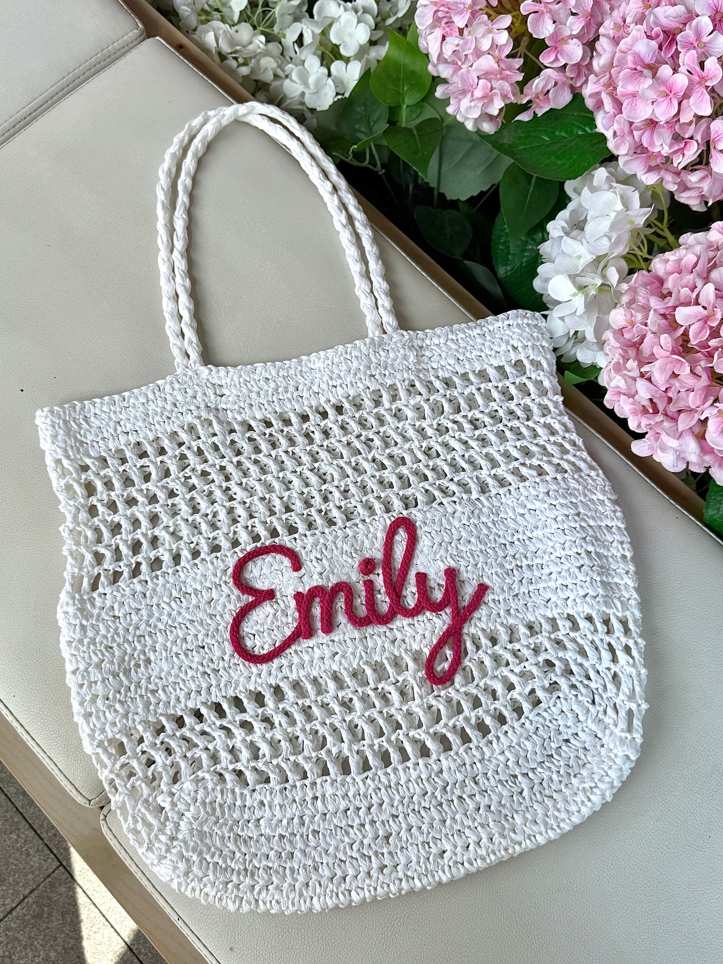 The Airelle Personalized Straw Tote Bag