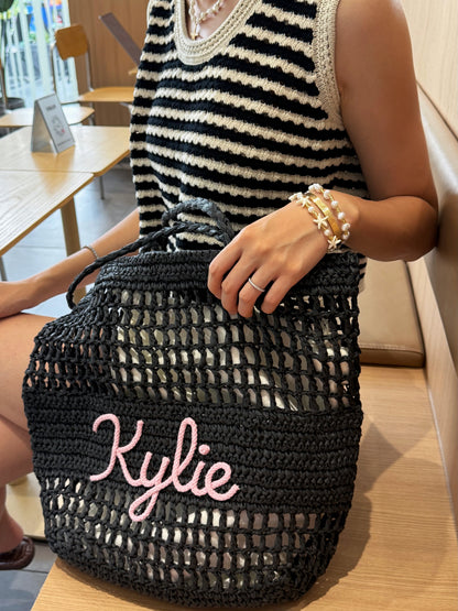 The Airelle Personalized Straw Tote Bag