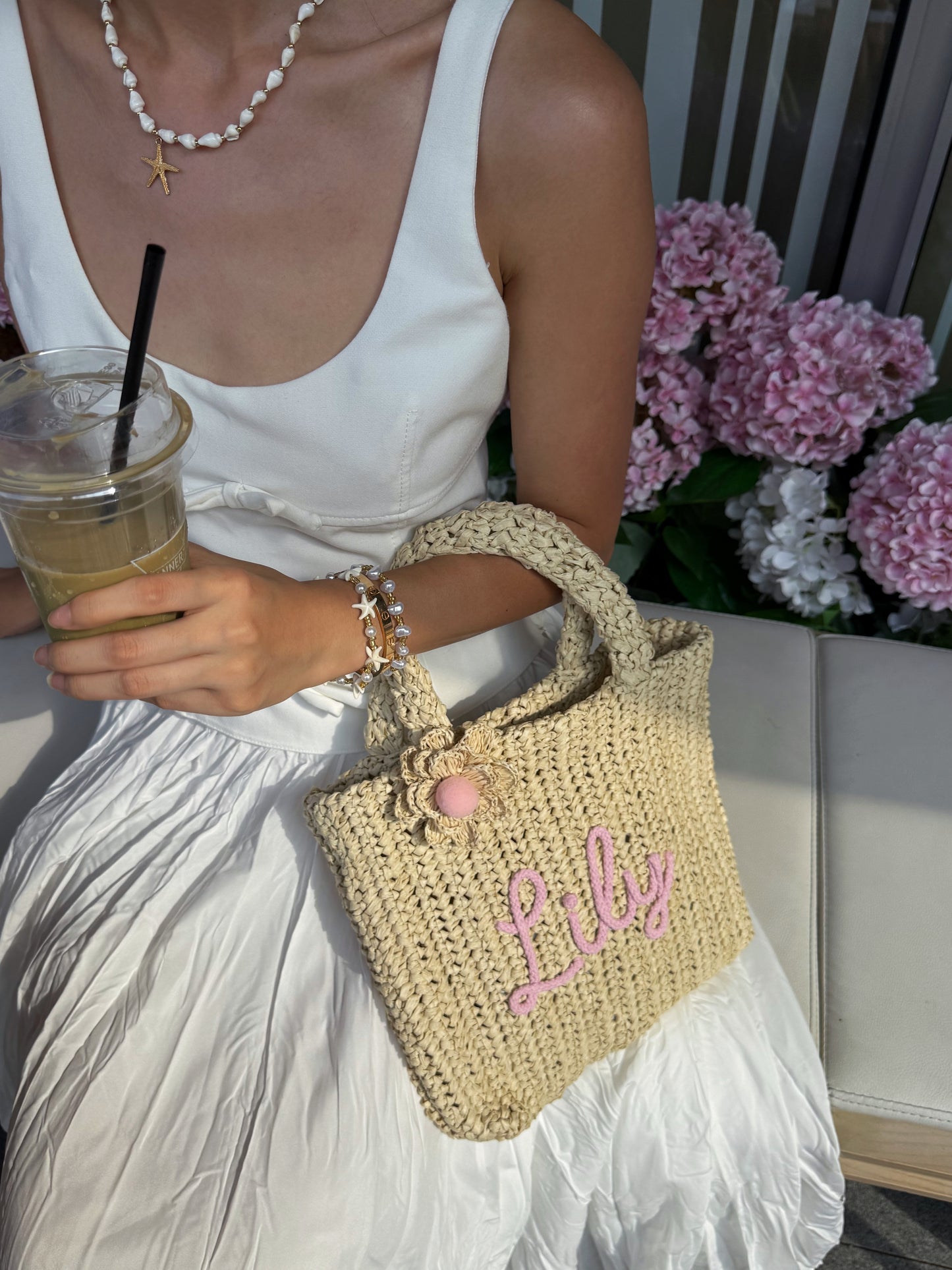 Poppy Personalized Handmade Crochet Straw Bag
