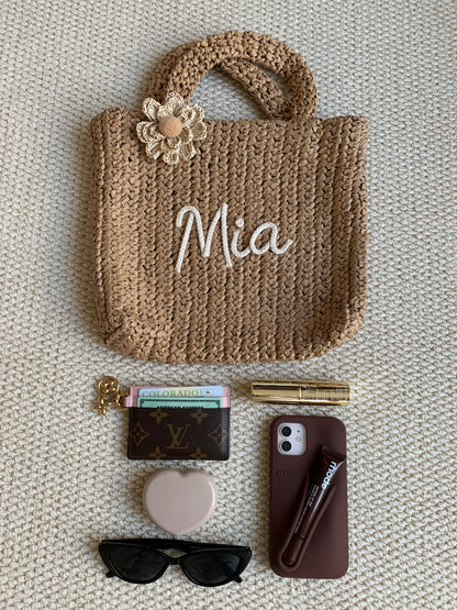 Poppy Personalized Handmade Crochet Straw Bag