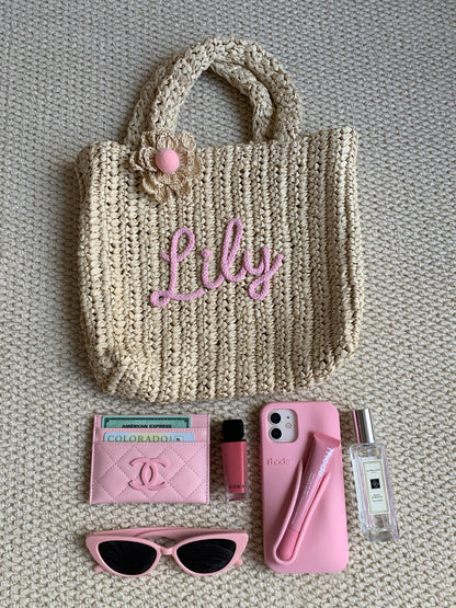 Poppy Personalized Handmade Crochet Straw Bag
