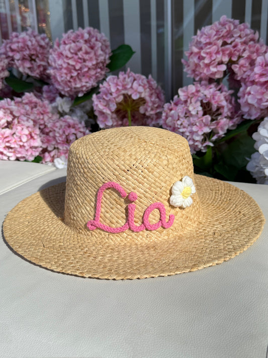 Flat Top Personalized Raffia Straw Beach Sun Hat