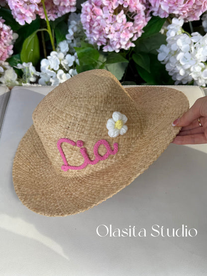 Flat Top Personalized Raffia Straw Beach Sun Hat
