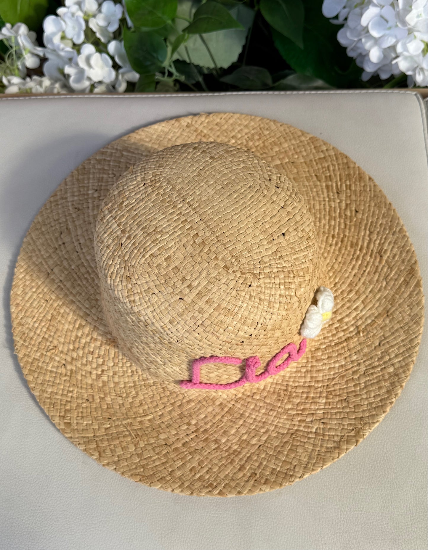 Flat Top Personalized Raffia Straw Beach Sun Hat