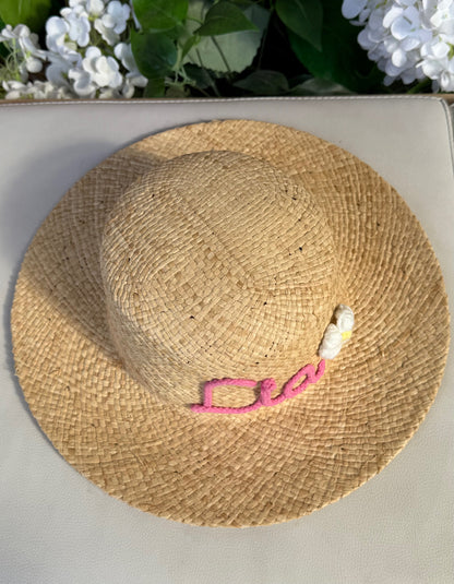 Flat Top Personalized Raffia Straw Beach Sun Hat