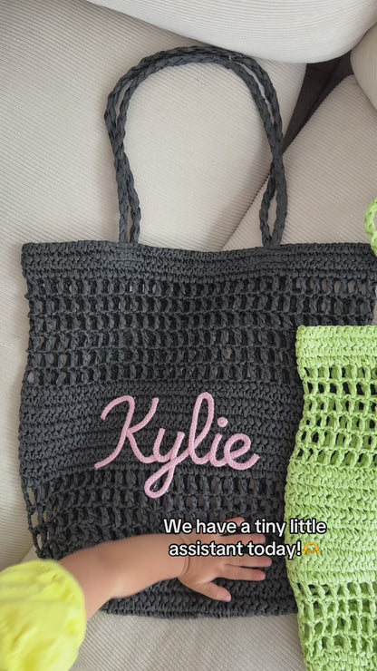 The Airelle Personalized Straw Tote Bag